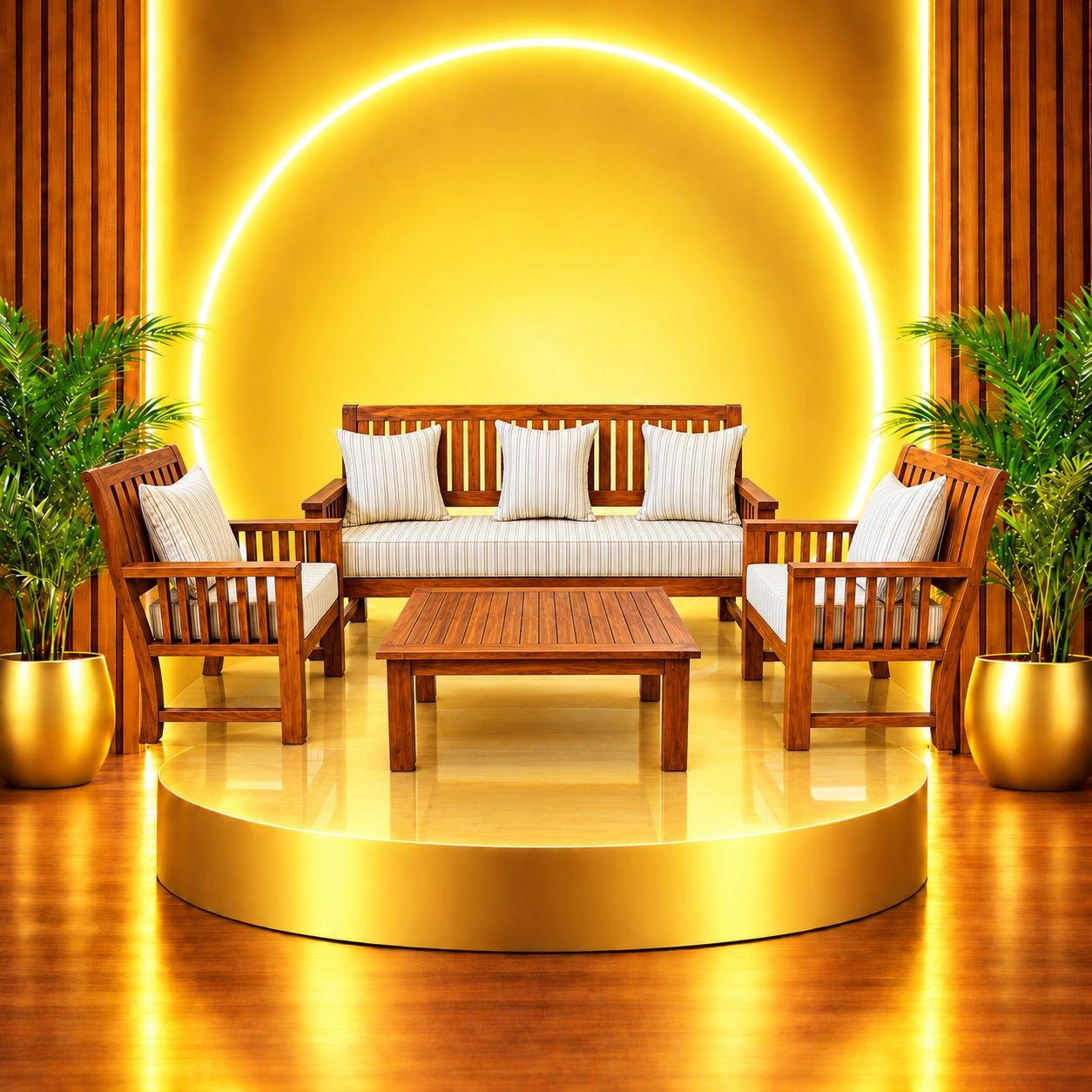 Heritage Teak 6-Seater Sofa Set